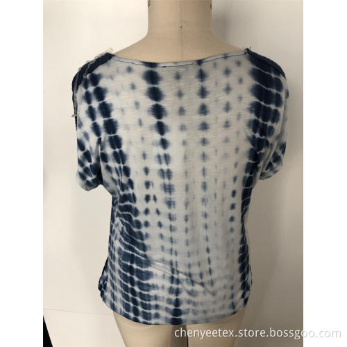 Lace stitching with gradient short sleeve